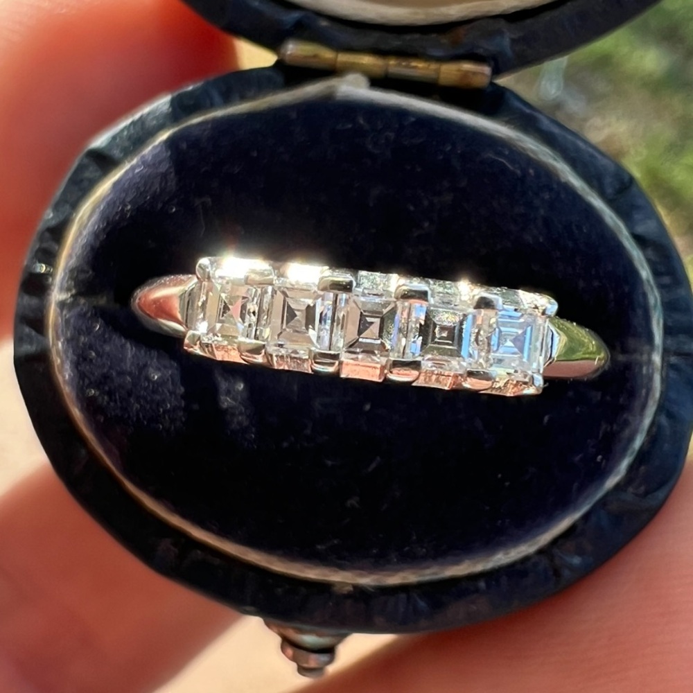 Estate Five-Stone Clear Diamond Ring in Platinum